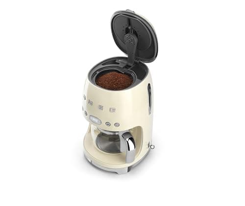 Smeg 50's Retro Style Aesthetic Drip Coffee Machine with 10 Cup Glass Carafe, Auto Start Feature, Keep Warm Plate, and Two Coffee Strength Settings (Cream) — view 2