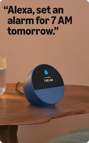 Amazon Echo Spot (newest model), Great for nightstands, offices and kitchens, Smart alarm clock, Designed for Alexa+, Glacier White — view 5