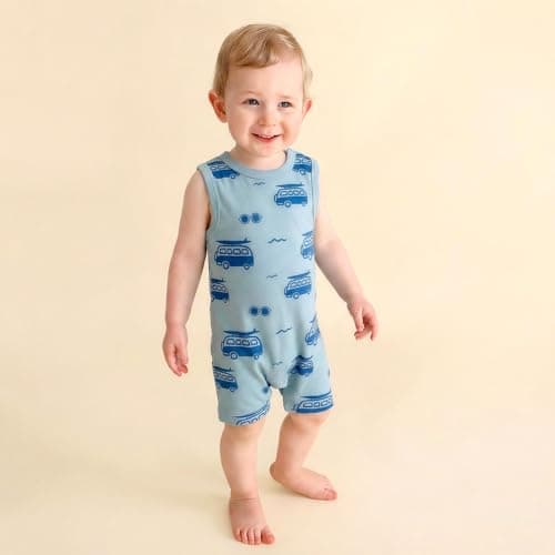 Parade Organic Tank Rompers - Signature Prints Surf 3T
