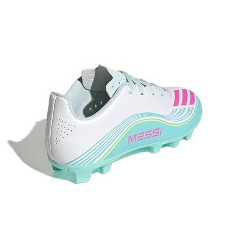 adidas Unisex-Kids F50 Messi Club Firm Ground/Multi Ground J, White/Lucid Pink/Flash Aqua, 13 — view 5
