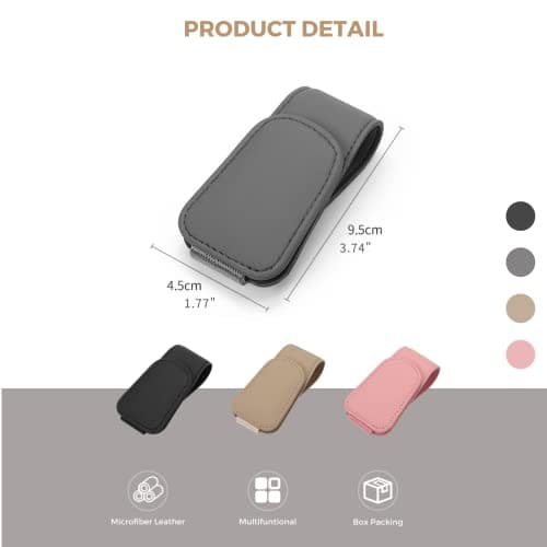 Ompellus Magnetic Leather Sunglass Holder, Eyeglass Hanger Clip for Car Sun Visor, Suitable for Different Size Eyeglasses (Beige) — view 6