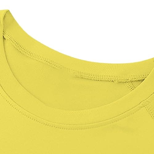 Teen Boys Compression Shirts Youth Long Sleeve Quick Dry Athletic Performance Undershirt (Yellow, 13-14 Years) — view 3