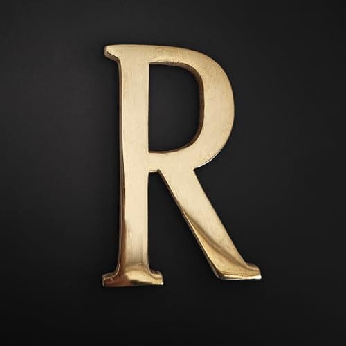 Robin Collection Brass Alphabet Letter, Gold Finish, 4 Inch Height, Wall Mount, 8mm Thickness (R, 3 Inch)