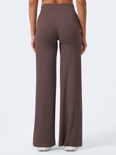 YEOREO Workout Leggings Womens No Front Seam Straight Leggings 31.5" High Waist Buttery Eddiy Gym Yoga Pants Plum Brown S — view 3