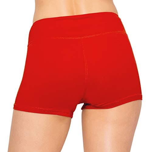 ALWAYS Women Workout Yoga Shorts - Premium Buttery Soft Solid Stretch Cheerleader Running Dance Volleyball Short Pants Red M — view 2