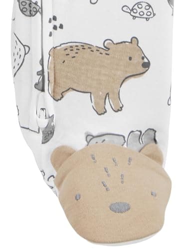 Simple Joys by Carter's Baby Neutral 2-Pack Cotton Footed Sleep and Play, Bear/Animal Print, 0-3 Months — view 3