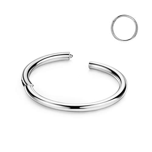 Silver Nose Hoop Hypoallergenic Nose Rings for Women & Men 20 Gauge 11mm