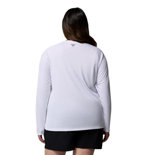 Columbia Womens PFG Tidal Tee II Long Sleeve Sun Protection Shirt, White/Cirrus Grey Logo, Large — view 5