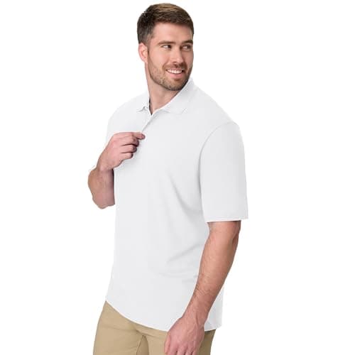 Hanes Men's Short Sleeve X-Temp W/ FreshIQ Polo, White, Small — view 3