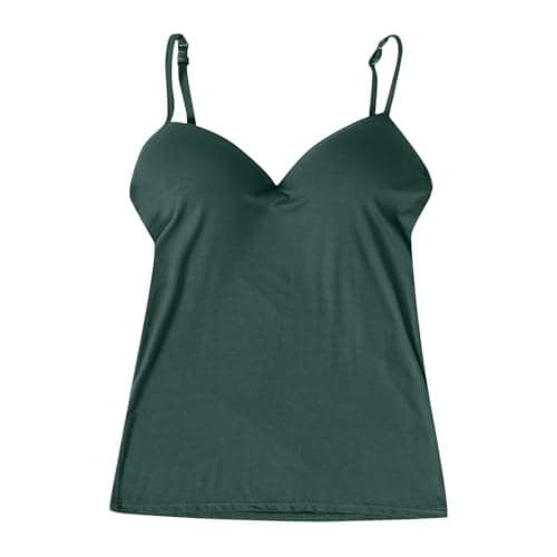 Womens Tank Top with Built in Bra Padded Sleeveless Workout Yoga Camisole Stretch Slim Fit Scoop Neck Casual Tops — view 4