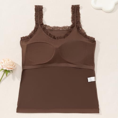 Women's Padded Square Neck Tank Tops Lace Summer Double Layer Sleeveless Tank Shirts Basic Going Out Clothes — view 7