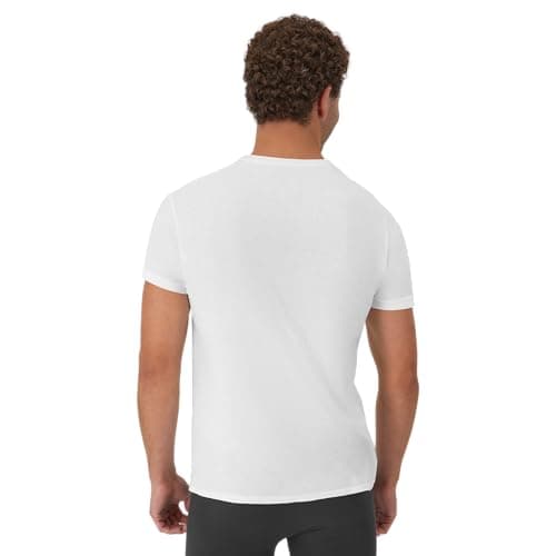 Hanes Mens Cotton, Moisture-wicking Crew Tee Undershirts, Multi-packs, White - 6 Pack, Medium US — view 4
