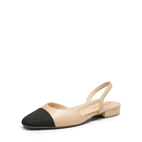 DREAM PAIRS Women's Slingback Ballet Flats,Nude,8