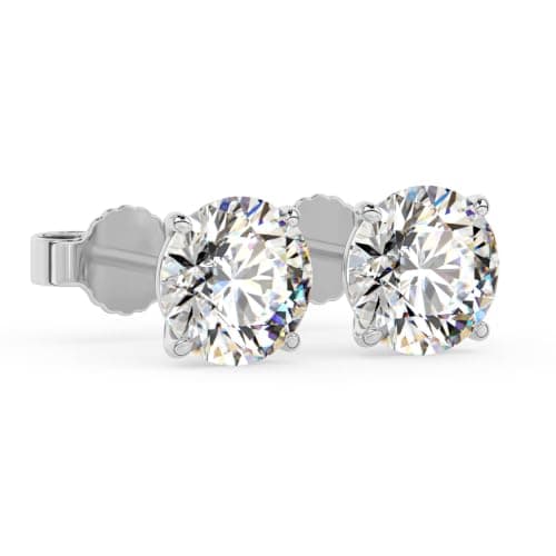 Houston Diamond District 0.25 to 4 Carat IGI Certified Natural Round Brilliant Solitaire Diamond Stud Earrings for Women 4 Prong Screw Back (F-G Color SI2-I1 Clarity) Platinum 4 Carat — view 2