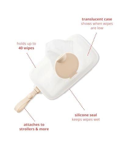 Skip Hop Baby Wipes Dispenser Case, Holds Up to 40 Wipes, Grab & Go Travel Wipe Holder with Snug Seal, Oat — view 2