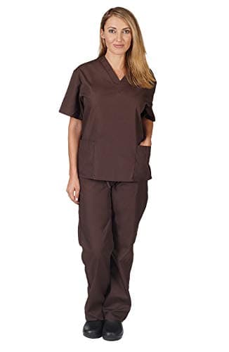 Natural Uniforms Scrub Set Medical Scrub Top and Pant, CHOCHOLATE-3XL Chocolate