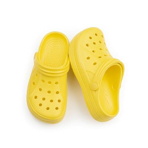 DDFOX Kid's Garden Clogs Cute Slides Sandals Beach Slipper Indoor Outdoor-Friendly Comfy Lightweight Yellow