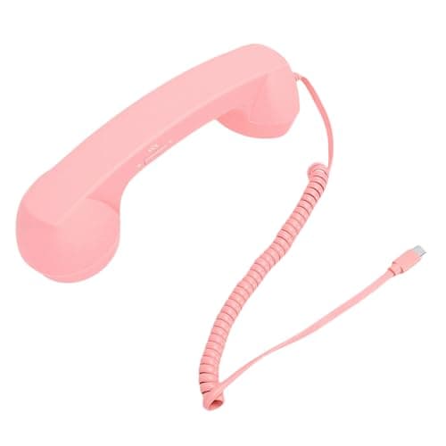 Serounder Vintage Telephone Wired Handset with Volume Control for Stable Calls, Nostalgic Handle for Office Desk Decor Material ABS (Pink) — view 4