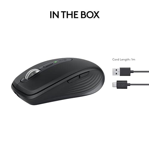 Logitech MX Anywhere 3S Compact Wireless Mouse, Fast Scrolling, 8K DPI Any-Surface Tracking, Quiet Clicks, Programmable Buttons, USB C, Bluetooth, Windows PC, Linux, Chrome, Mac - Graphite — view 9