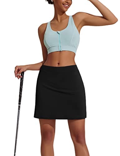 Ekouaer Golf Skort for Girls Comfy Active Athletic Skirt with Shorts Running Tennis Sport(FBA) Black — view 3