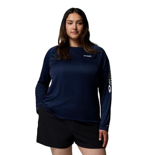 Columbia Womens PFG Tidal Tee II Long Sleeve Sun Protection Shirt, Collegiate Navy/White Logo, Medium — view 5