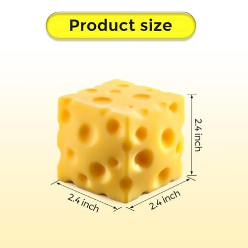 Cheese Squishy Cube Block, Squishy Fidget Toys for Adults, Easter Basket Stocking Stuffers, Sensory Stress Ball Squeeze Toys for Stress Relief (Yellow 2.4 in)