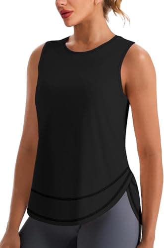 Jescakoo Sleeveless Tops for Women Athletic Tennis Yoga Shirt Ladies Quick Dry Summer Workout Tank Tops Black Top XL