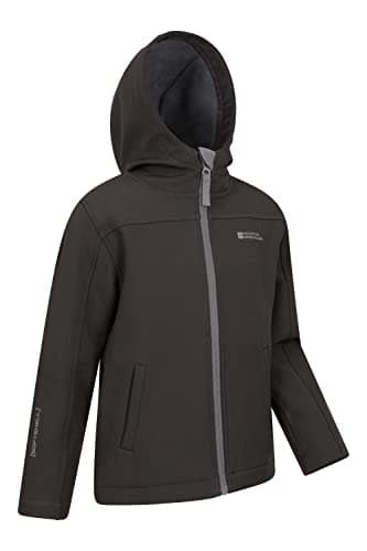 Mountain Warehouse Exodus Kids Softshell Jacket With Hood -Girls Boys Black Kids 11-12 Yrs (140-152 cm) — view 3