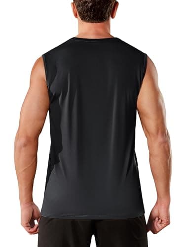 TACVASEN Sleeveless Shirt Men Tank Tops Mens UPF 50+ Sun Shirts UV Protection Tank Top Men's Athletic Tank Tops SPF 50+ Swim Shirt Black — view 5
