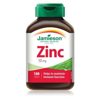 Jamieson Ultra Strength Zinc 50 mg, Supports Immune Health, Tissue Formation, and Healthy Skin. Vegetarian, Non-GMO, Gluten-Free, 100 Tablets, Proudly Canadian — view 7
