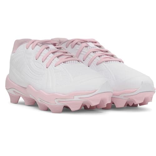 Under Armour Girls' Glyde Sola RM JR Softball Cleats, (101) White/Red/Stone, 13K, US
