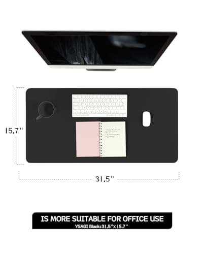 Non-Slip Desk Pad,Mouse Pad,Waterproof PVC Leather Desk Table Protector,Ultra Thin Large Desk Blotter, Easy Clean Laptop Desk Writing Mat for Office Work/Home/Decor(Black, 31.5" x 15.7")