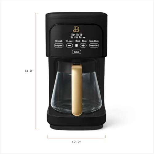 12 Cup Programmable Coffee Maker, 24 Hour Auto Brew, Touch Display, Bold Strength Control, Glass Carafe, Reusable Filter, Auto Shut Off (Black Sesame) — view 7