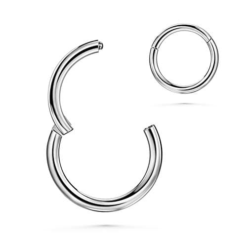 JOFUKIN Gold Plated Silver Black Nose Ring Earrings Hoop, Clicker Septum