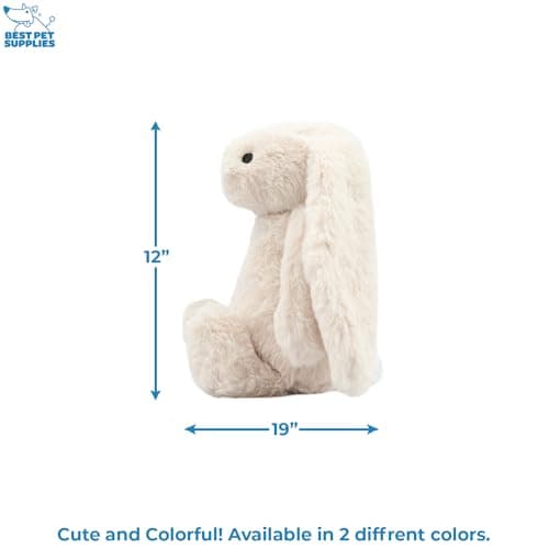 Best Pet Supplies Interactive Squeaky Dog Chew Toy, Ideal Dog Toys for Chewers, Small, Medium & Large Dogs, and Fetch Lovers - Bunny (Beige), Large — view 3