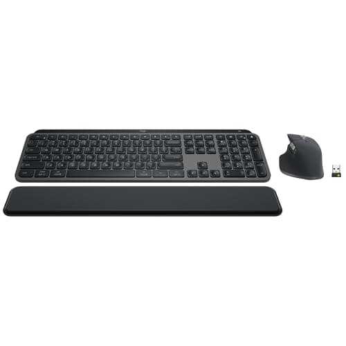 Logitech MX Keys S Combo - Performance Wireless Keyboard and Mouse with Palm Rest, Customizable Illumination, Fast Scrolling, Bluetooth, USB C, for Windows, Linux, Chrome, Mac - Graphite