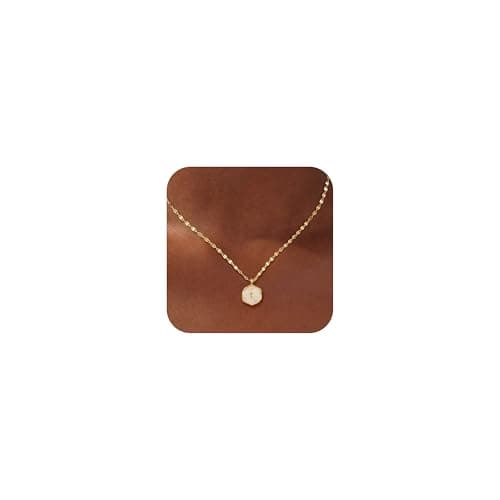 Patwes Cross Necklace for Women Dainty 14K Gold Plated Cross Coin Necklace Simple Round Disc Pendant Minimalist Cute Charm Everyday Religious Jewelry Gifts (sequin chain)