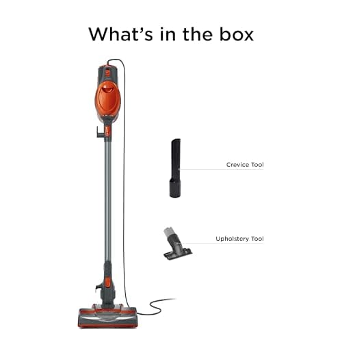 Shark Rocket Ultra-Light | Corded Stick Vacuum Cleaner for Carpet, Rugs & Hard Floors | Lightweight Hand Vacuum for Pet Hair & Upholstery | Swivel Steering | 2 Attachments | Gray/Orange | HV301 — view 8