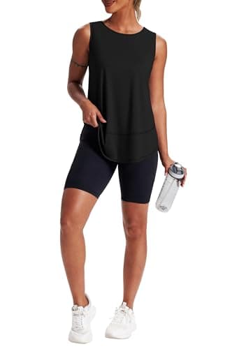 Jescakoo Sleeveless Tops for Women Athletic Tennis Yoga Shirt Ladies Quick Dry Summer Workout Tank Tops Black Top XL — view 2