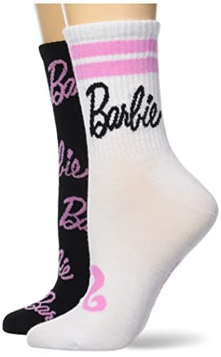 Barbie Women's Classic 2 Pack Mid Crew Socks
