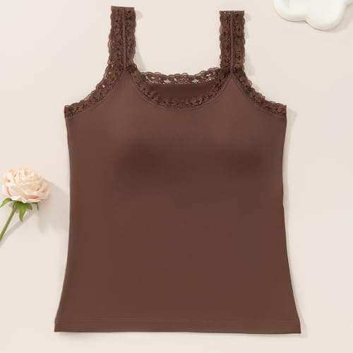 Women's Padded Square Neck Tank Tops Lace Summer Double Layer Sleeveless Tank Shirts Basic Going Out Clothes — view 5