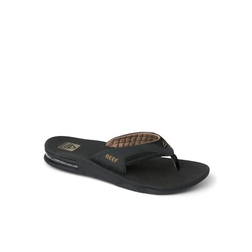 REEF Fanning Mens Bottle Opener Flip Flop, Arch Support, Durable Outsole, Water Friendly, Black/Brown, 11 — view 3