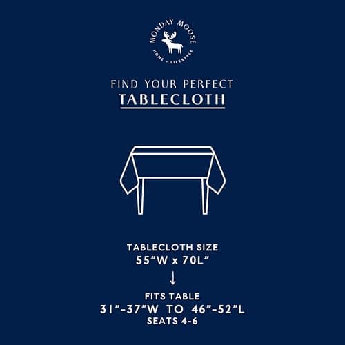 MONDAY MOOSE Gingham Checkered Farmhouse Rustic Picnic Style Decoration Rectangle Natural Stonewashed Cotton Tablecloth for Kitchen, Dining Room, Restaurant (55x70 inch, Blue/White) — view 3