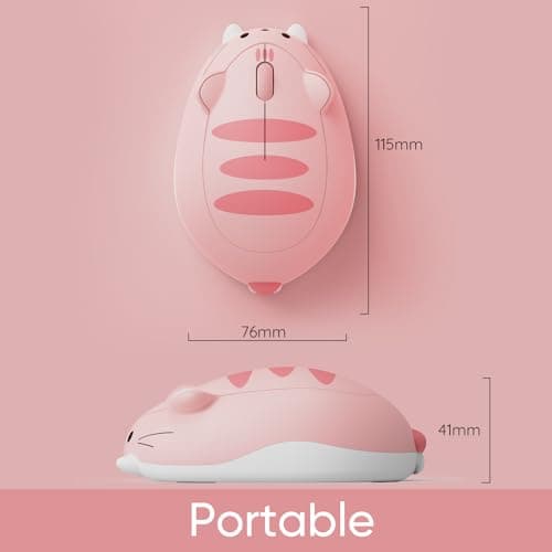 Akko Cat Theme Wireless Gaming Mouse Pink, Tri-Mode Mouse BT3.0/BT5.0/2.4G, Cute Optical Cordless Cartoon Mice for Computer/Laptop/Desktop/PC, Compatible with Mac/Win (Pink Angie) — view 5