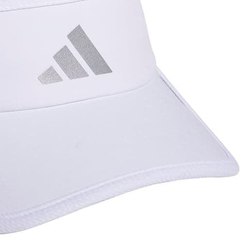 adidas Women's Superlite Visor – Lightweight Moisture-Wicking Running Tennis Hat, White/Silver Metallic/3, OSFA — view 2