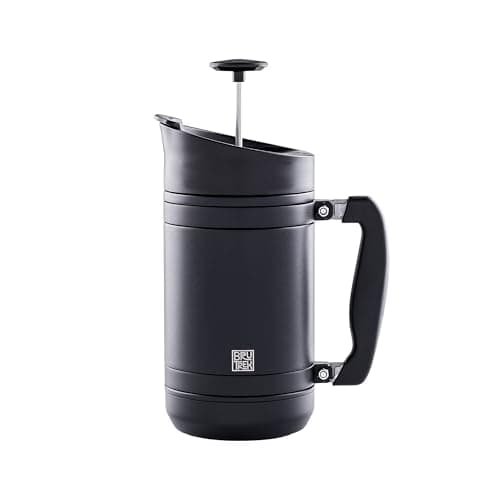 BruTrek® by Planetary Design BaseCamp Coffee Press - Double Wall Insulated Stainless Steel - Bru-Stop Technology, No Grounds in Coffee, No Spill Lid (Obsidian, 32 fl.oz) — view 6