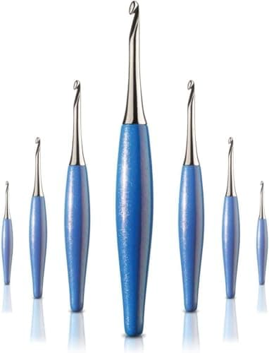 Furls Crochet Hook, Odyssey Blue, Nickel Plated Tip for Effortless Glide, Ergonomic Handle Crochet Hooks 7" (Odyssey Blue, M - 8.00MM) — view 5