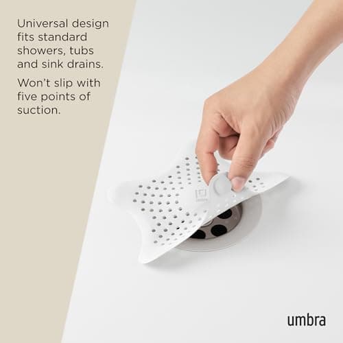 Umbra Starfish Hair Catcher, Fun Drain Cover Fits Most Standard Tub and Shower Drains, 6" Diameter, White — view 4