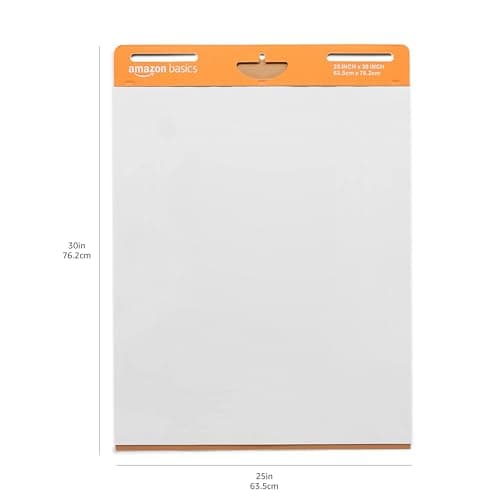 Amazon Basics Sticky Easel Pads for Presentations, Brainstorming, Classroom Use, Bleed-Resistant, Easy to Hang, 25 x 30 in, White, 2-Pack — view 5