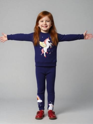 Winzik Toddler Sweatshirt, Kids Girls Crewneck Sweatshirts Unicorn Embroidery Spring Fall Clothes 2-7 Years (3-4T, Unicorn Dark Blue) — view 2